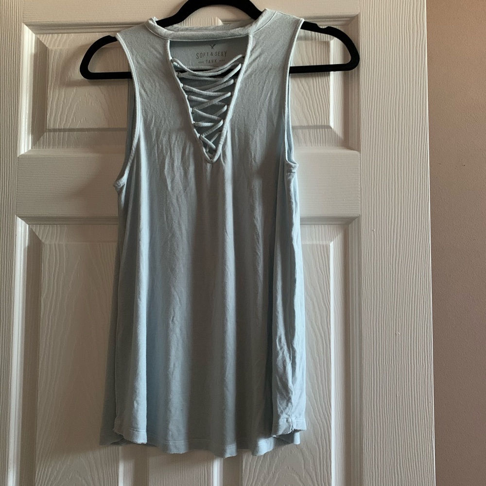 Baby Blue Lace-Up Tank